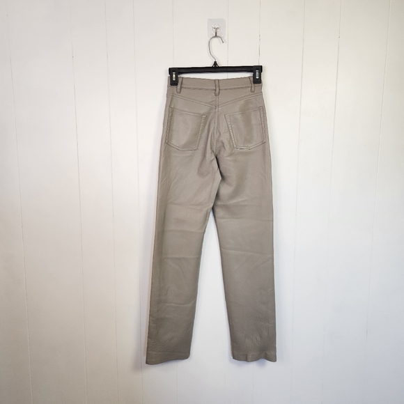 Wilfred Aritzia Faux Vegan Leather Melina Pants High Rise Straight Leg Tan Xs - Picture 2 of 12